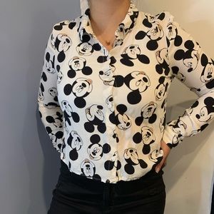 Mickey Mouse Button up crop blouse